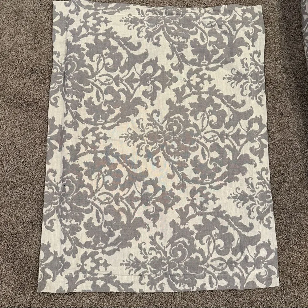 Pottery Barn Jacquard Medallion Linen Gray and Cream Shams and Claritin Insert